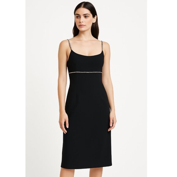 Sachin + Babi Dresses & Skirts - Sachin & Babi Crystal-Embellished Satin Midi Dress Black Women’s Size 10 NWT